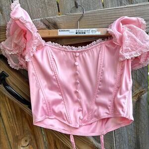 Sugar Thrillz Pink Lace Sweet Talker Corset Top - Pink NWT Med